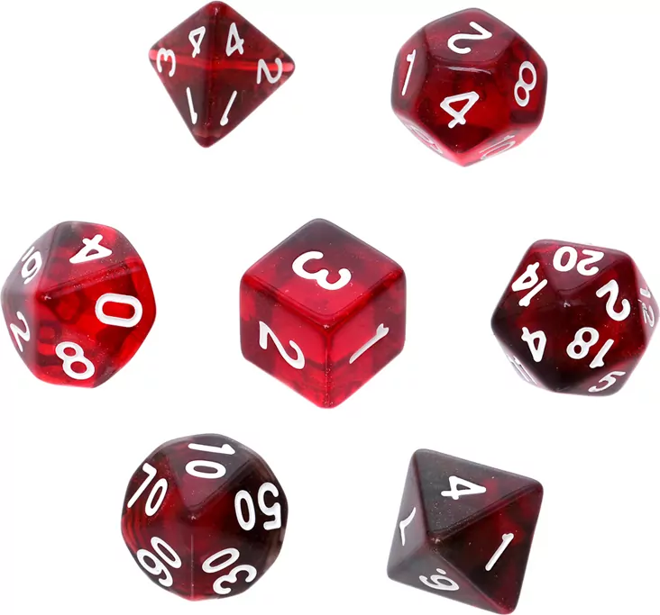 Komplet kości RPG bordo. Kamienie Księżycowe - tantis.pl