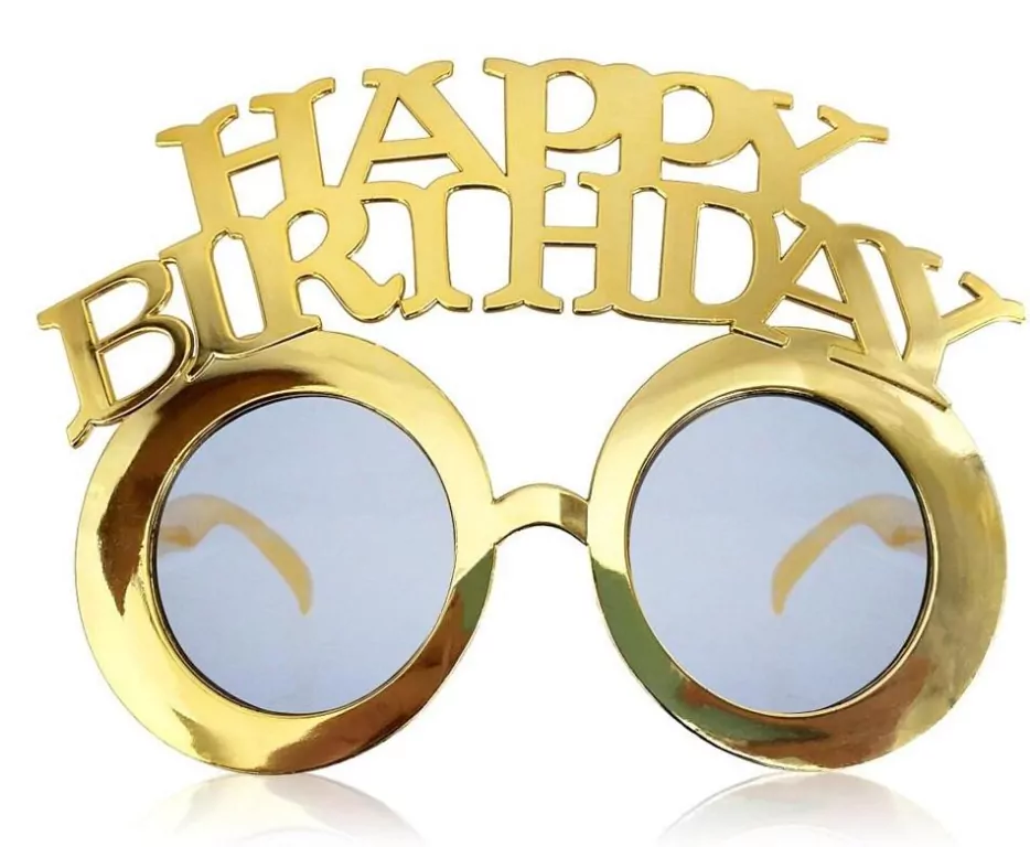 Okulary Happy Birthday złote - tantis.pl