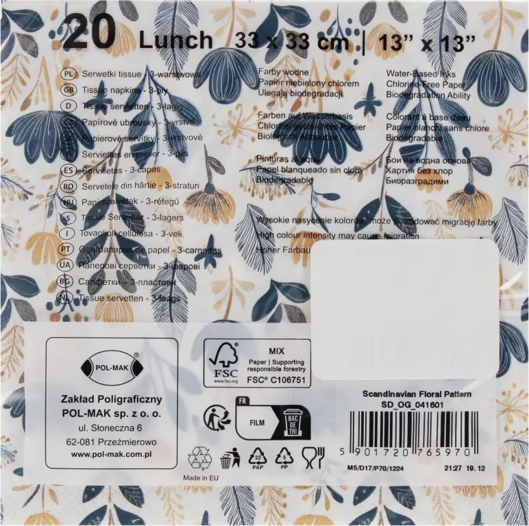 SERWETKA PAP 3W 330X330 KWIAT 41601 PM OP - tantis.pl