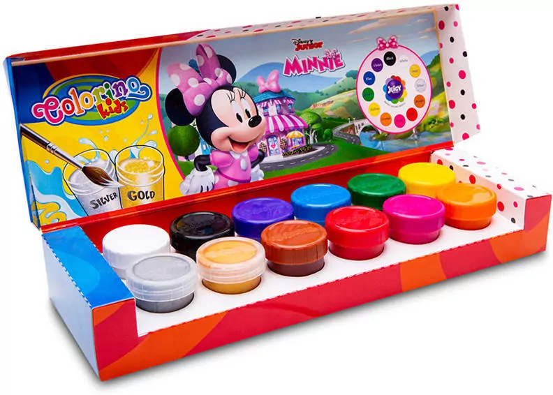 Farby plakatowe Colorino Kids mix 20 ml 12 kolorów Minnie - tantis.pl