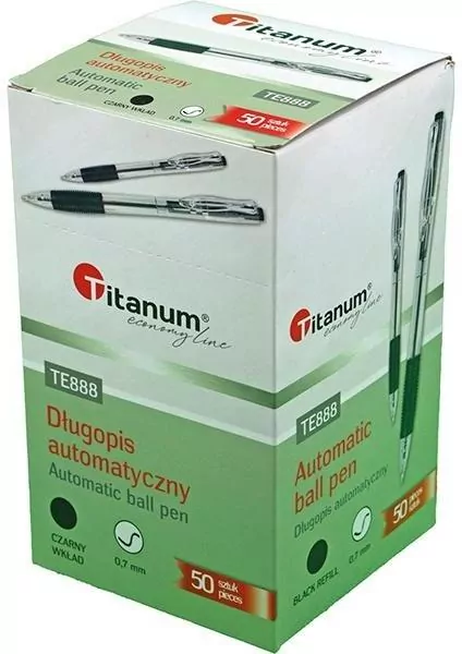 Długopis automat. z gripem 0,7mm czarny (50szt) - tantis.pl