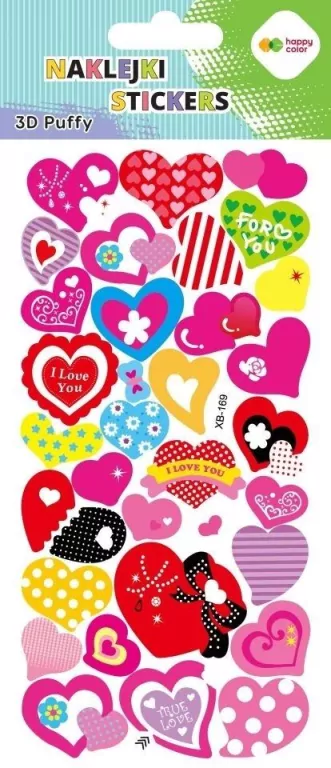 Naklejki 3D Puffy Hearts 9,5x22cm HAPPY COLOR - tantis.pl