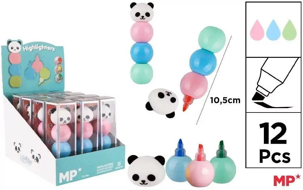 Zakreślacz w kulce Panda 3 kolory MIX - tantis.pl