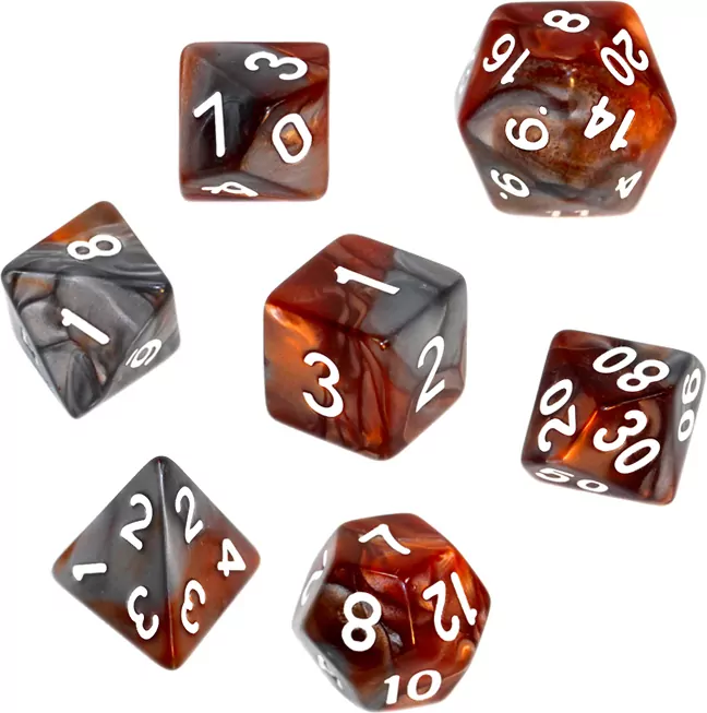 Komplet kości REBEL RPG - Dwukolorowe - Brązowo-szare - tantis.pl