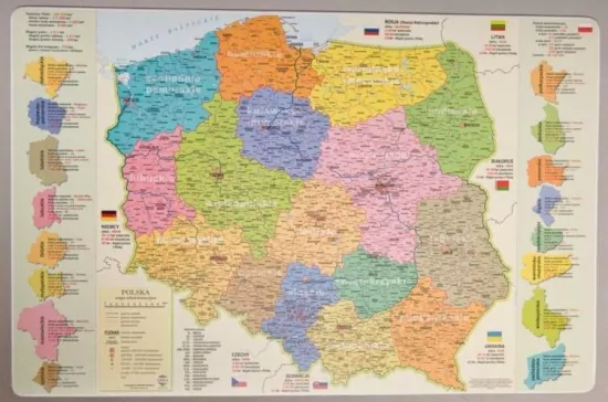 Podkładka na biurko. Mapa administracyjna Polski