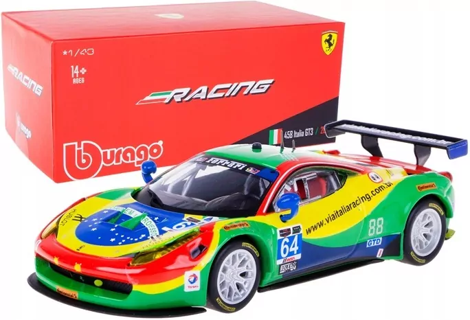 Ferrari 458 Italia GT3 2015 green 1:43 BBURAGO - tantis.pl