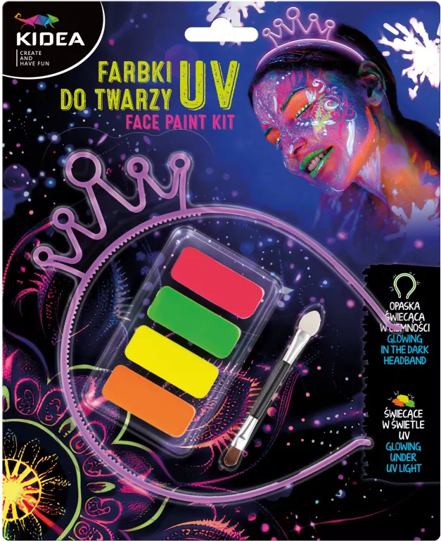 Farbki do twarzy UV z opaską KIDEA - tantis.pl