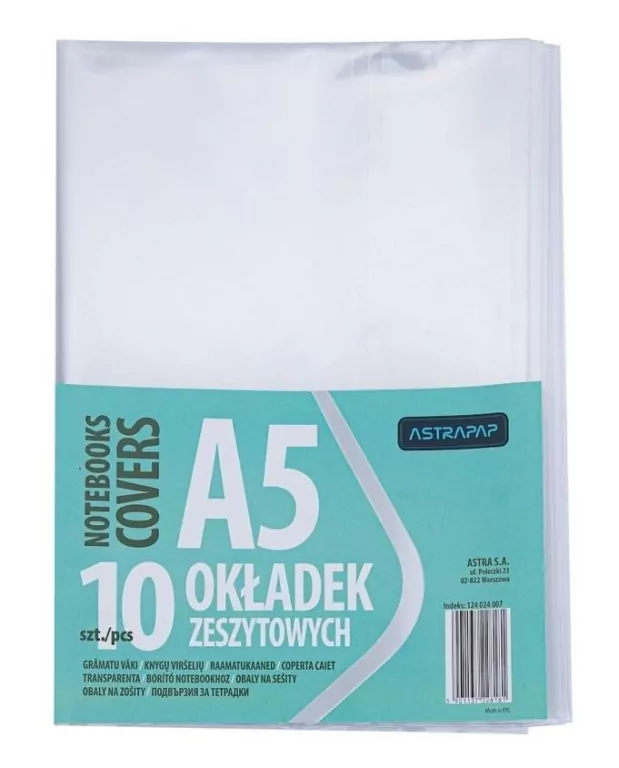 Okładka zeszytowa A5 bezbarwna  ASTRA - tantis.pl