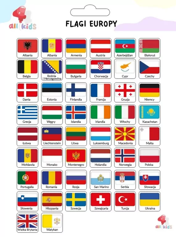 Naklejki dla dzieci Flagi Europy - tantis.pl