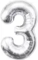 Balon foliowy B&C cyfra 3 srebrna 85cm - tantis.pl