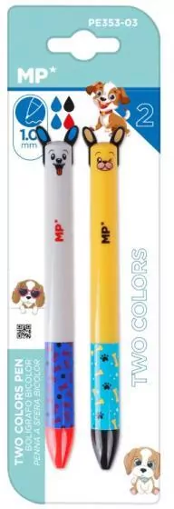 Długopis ścieralny dwukolorowy. Pieski, 2 sztuki - tantis.pl