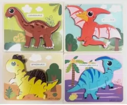 Puzzle drewniane. Dinozaury