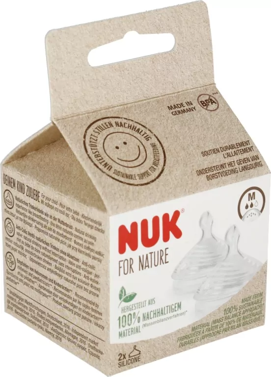 NUK. For Nature. Smoczki do butelki silikonowe. 2 sztuki - tantis.pl