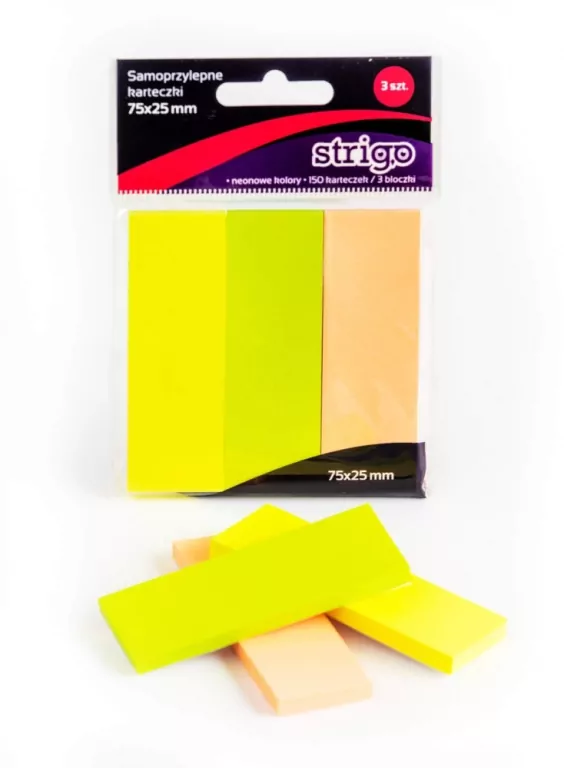 Karteczki samoprzylepne 76 x 25mm 150K neon - tantis.pl