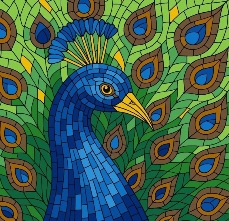 Malowanie po numerach - Witraż. Paw 30x30cm - tantis.pl