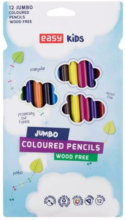 Kredki trójkątne jumbo. 12 kolorów - tantis.pl