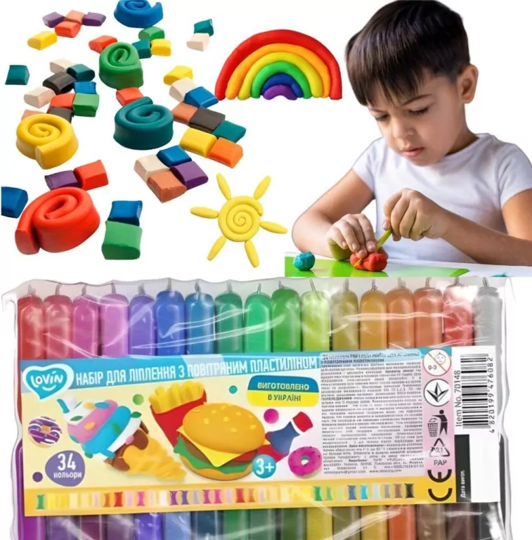 Zestaw lekkiej ciastoliny piankolina 34 kolory - tantis.pl