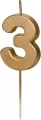 Świeczka urodzinowa 4,5cm. Cyfra 3. Złota - tantis.pl