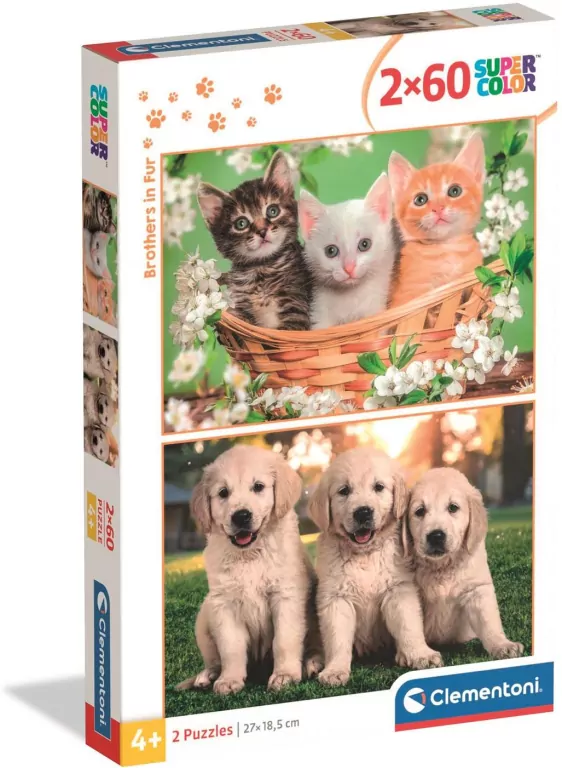 Puzzle 2 x 60 Super Color. Brothers in Fur - tantis.pl