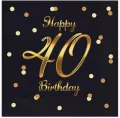 Serwetki B&C Happy 40 Birthday czarne - tantis.pl