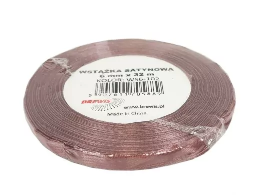 Wstążka satynowa brudny róż 6mm x 32m - tantis.pl