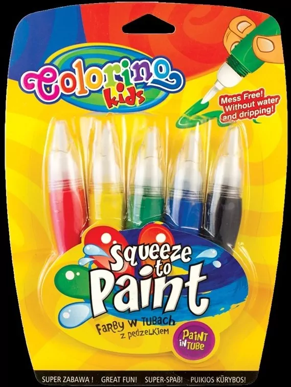 Farby colorino kids w tubach z pędzelkiem 5 kolorów - tantis.pl