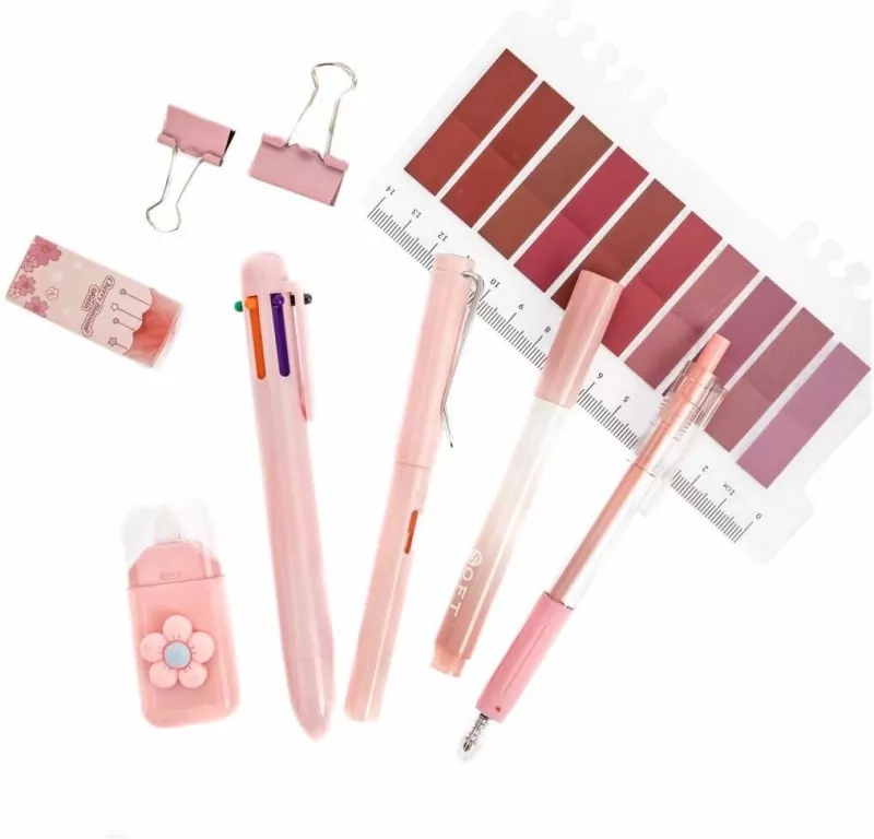Zestaw szkolno biurowy pastel pink 9el - tantis.pl