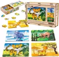 Puzzle drewniane 4w1 dzikie zwierzęta - tantis.pl