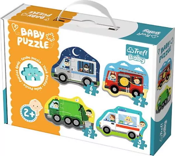 Trefl. Baby puzzle 4w1. Pojazdy i zawody - tantis.pl