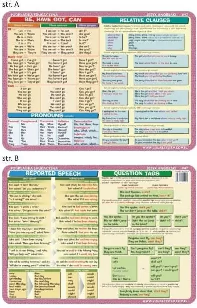 Podkładka edukacyjna. Be, have got, can, pronouns, relative clauses, reported speech, question tags - tantis.pl