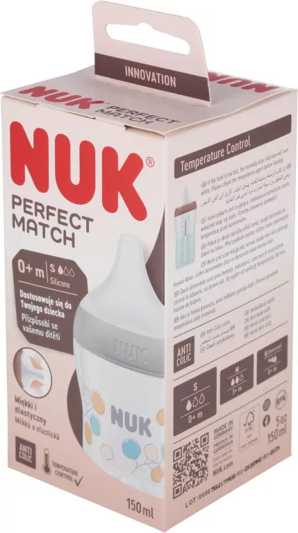 NUK. Perfect Match. Butelka ze smoczkiem. 150 ml. Od 0 miesiąca - tantis.pl