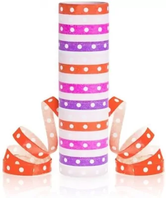 Serpentyna Groszki i paski różowo-czerwone 18p/4m