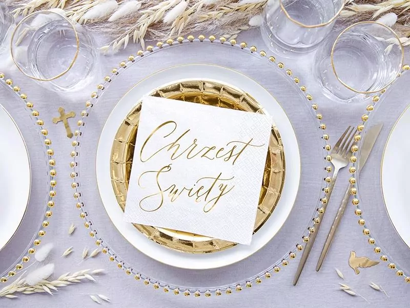 Serwetki Chrzest Święty białe 33x33cm - tantis.pl