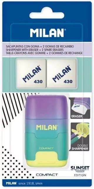 Temperówko-gumka Compact Sunset + 2 gumki MILAN - tantis.pl