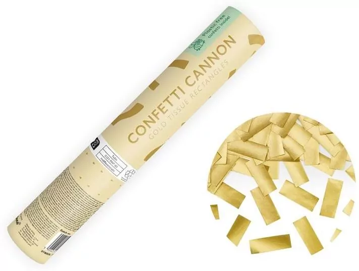 Tuba z konfetti złoty 20cm - tantis.pl