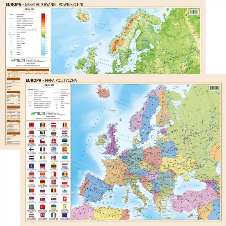 Podkładka na biurko - Mapa pol-fizyczna Europy - tantis.pl