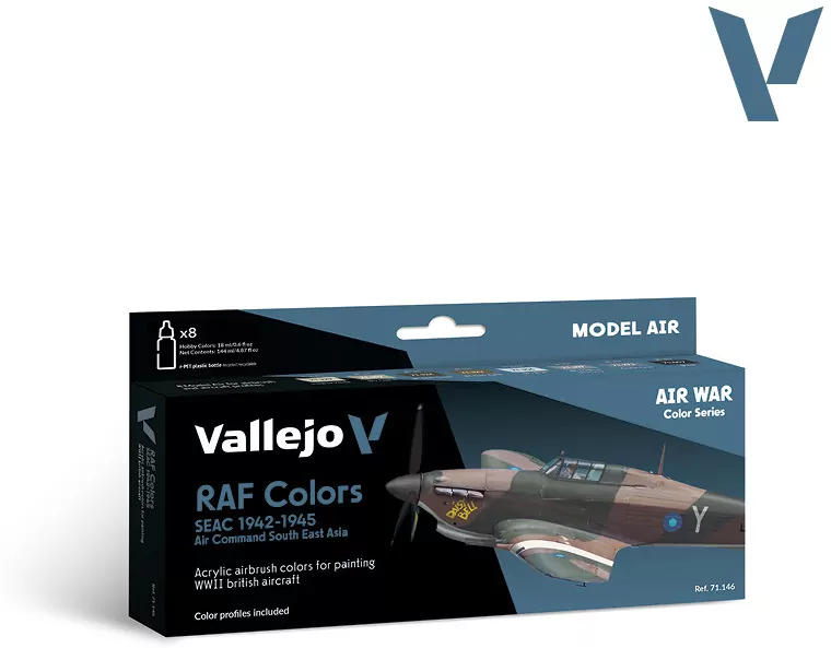 Vallejo: 71.146 - Model Air - Air War - RAF Colors - Seac 1942-1945 - Air Command South East Asia (8x18 ml) - tantis.pl