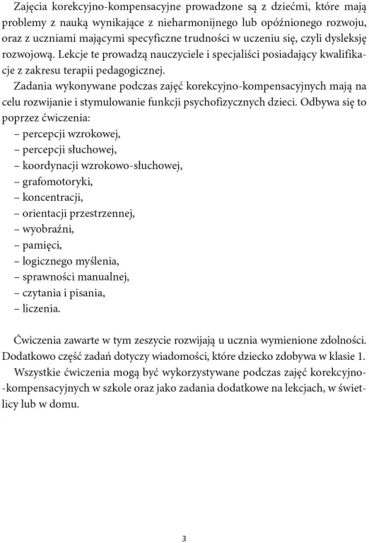 Trening szkolny. Ćwiczenia korekcyjno-kompensacyjne. Klasa 1 - tantis.pl