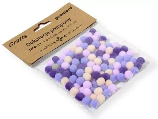 Dekoracje pompony 1cm mix fioletowy - tantis.pl