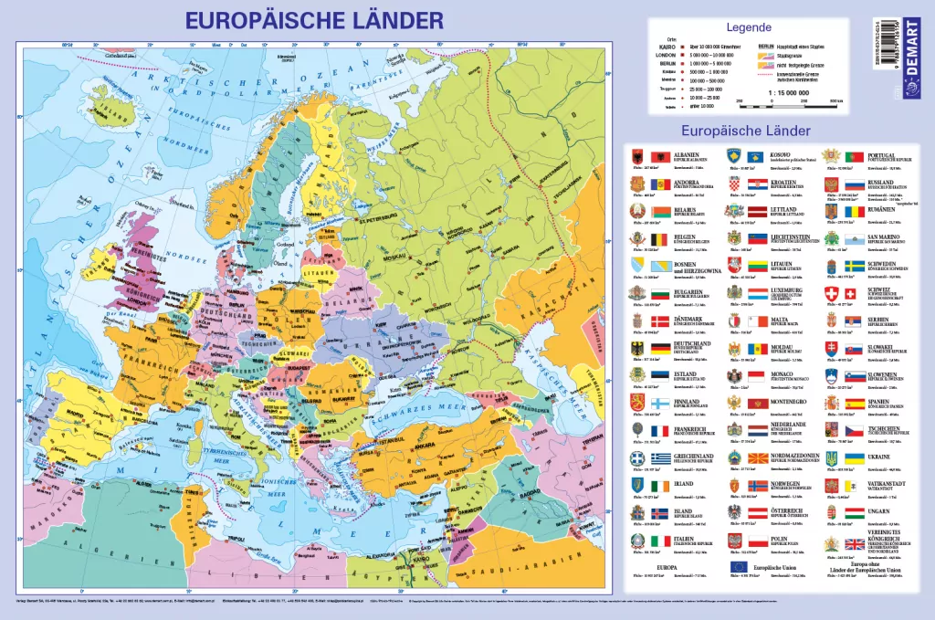 Podkładka na biurko. Mapa polityczna Europy. Wersja niemiecka - tantis.pl