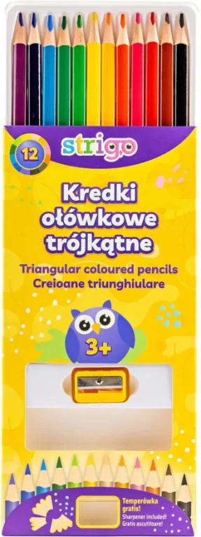 Strigo. Kredki ołówkowe trójkątne, 12 kolorów - tantis.pl