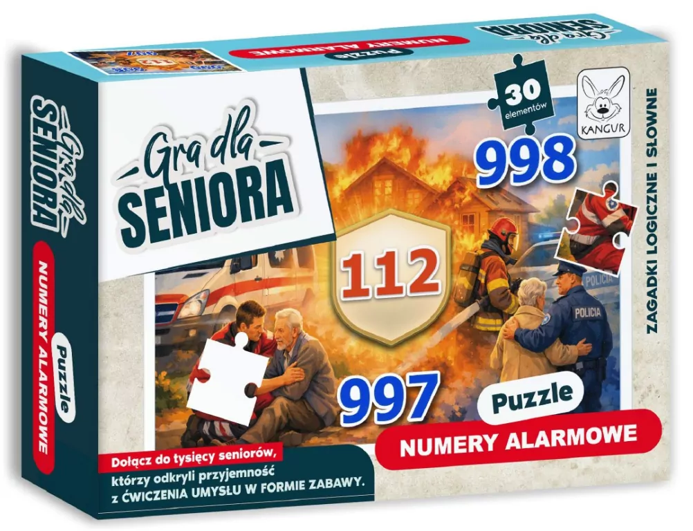 Gra dla Seniora. Puzzle Numery Alarmowe - tantis.pl