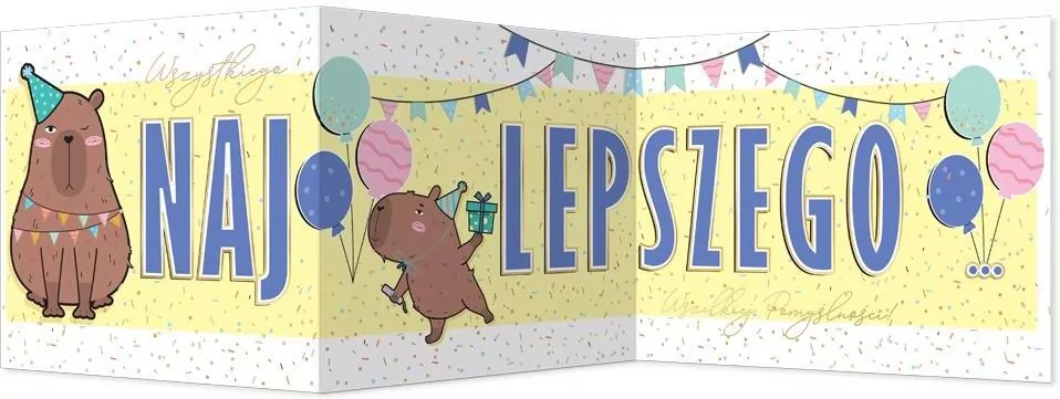 Karnet B6 składany Urodziny - Kapibara - tantis.pl