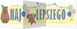 Karnet B6 składany Urodziny - Kapibara