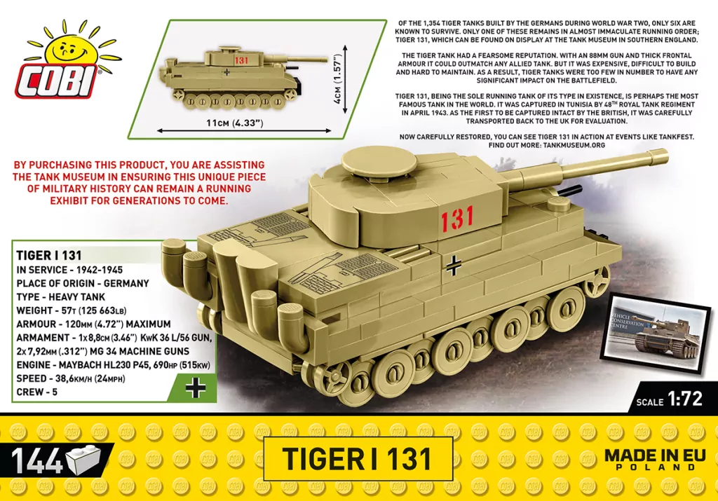 Cobi. Historical Collection World War II Tiger I 131 - tantis.pl