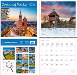 Kalendarz 2026 ścienny 30x30 Zwiedzaj Polskę HELMA