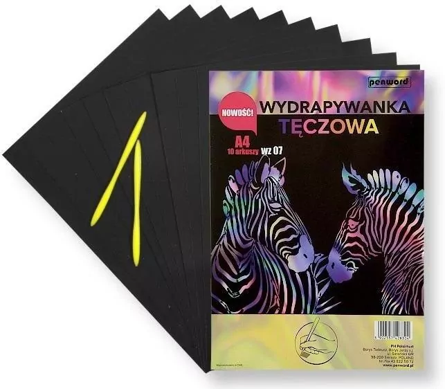 Wydrapywanka tęczowa A4 (10 arkuszy) multikolor + 2 rylce - tantis.pl