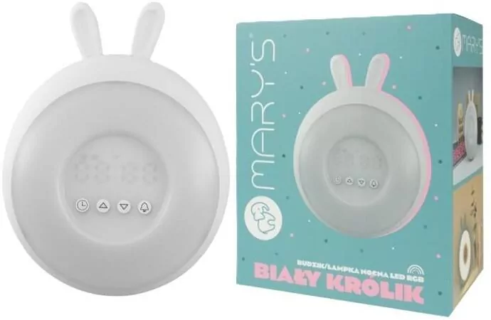 Budzik lampka nocna LED RGB biały królik - tantis.pl