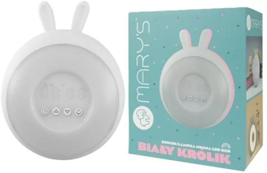 Budzik lampka nocna LED RGB biały królik