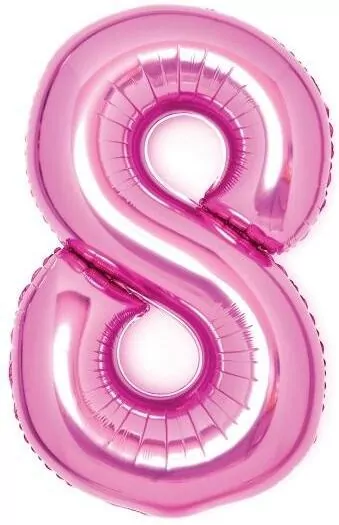 Balon foliowy cyfra 8 różowa 49x66cm - tantis.pl